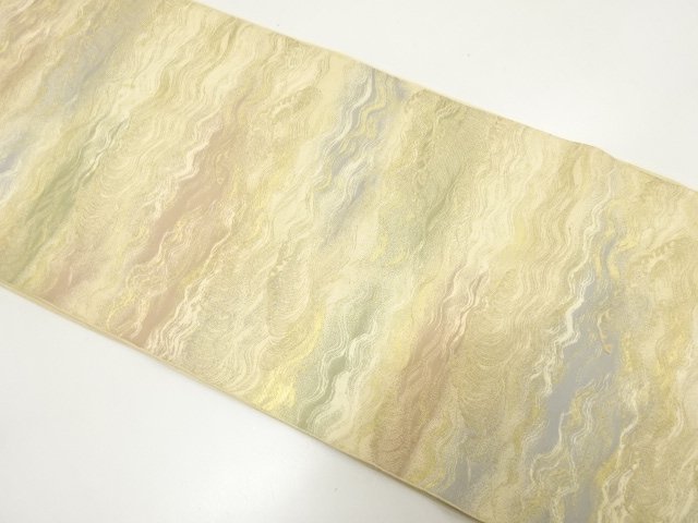 JAPANESE KIMONO / ANTIQUE FUKURO OBI / SILK / WOVEN RAGING WAVES